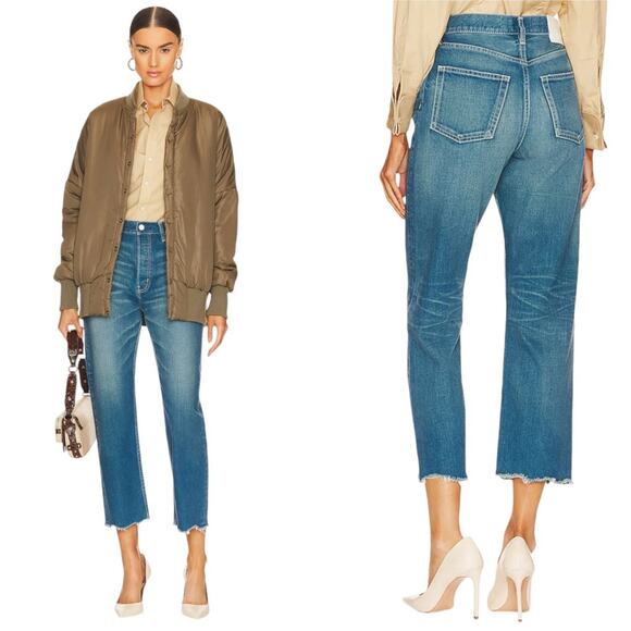 MOUSSY Walmore Wide Straight Leg High Rise Raw Hem Jeans - Picture 1 of 12